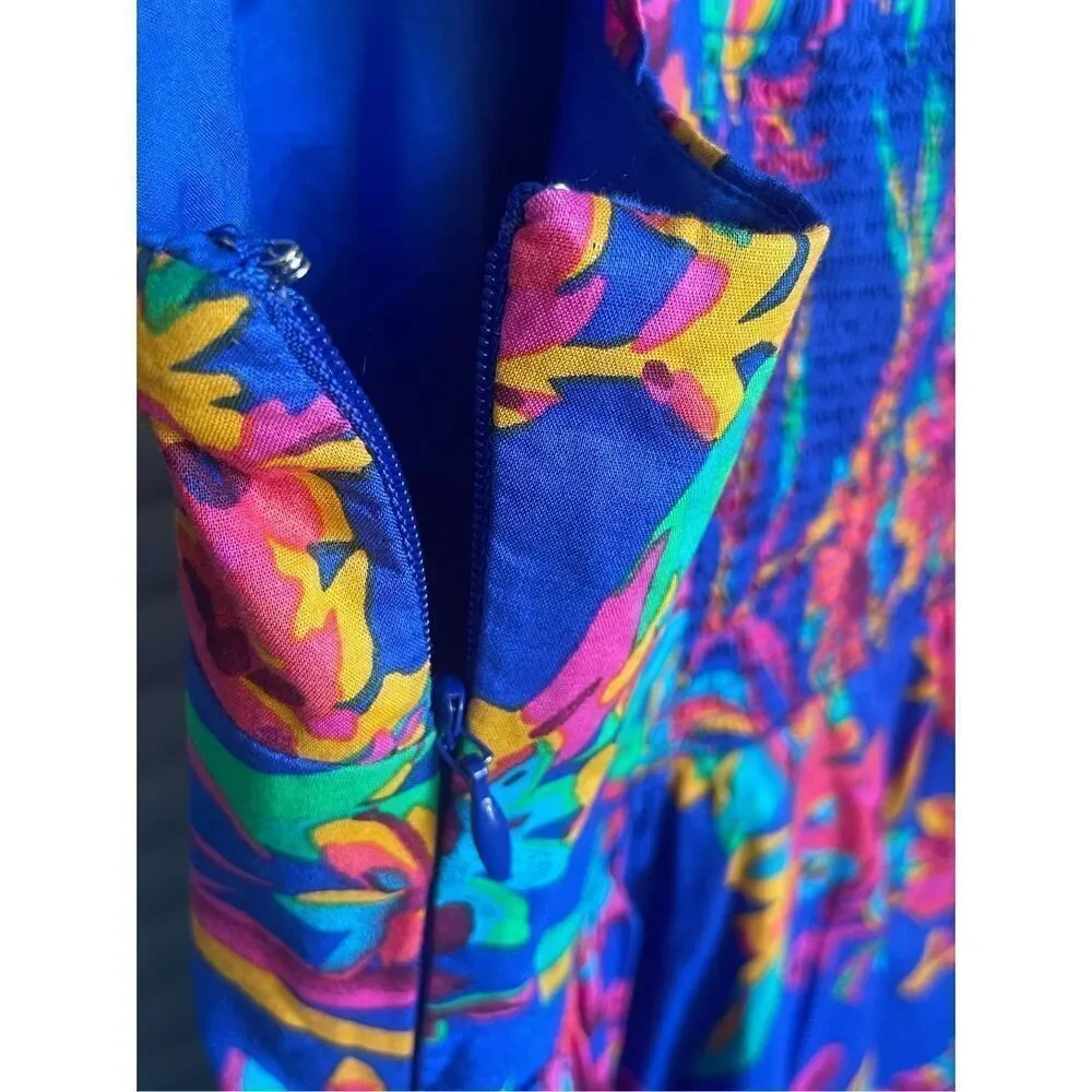 NWT JCrew Floral Tropical Square Neck Midi Dress Blue Size 8 - Picture 13 of 16